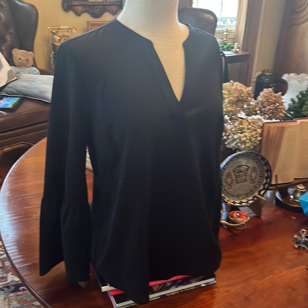 J. Crew Bell Sleeve V Neck Blouse - Picture 6 of 14